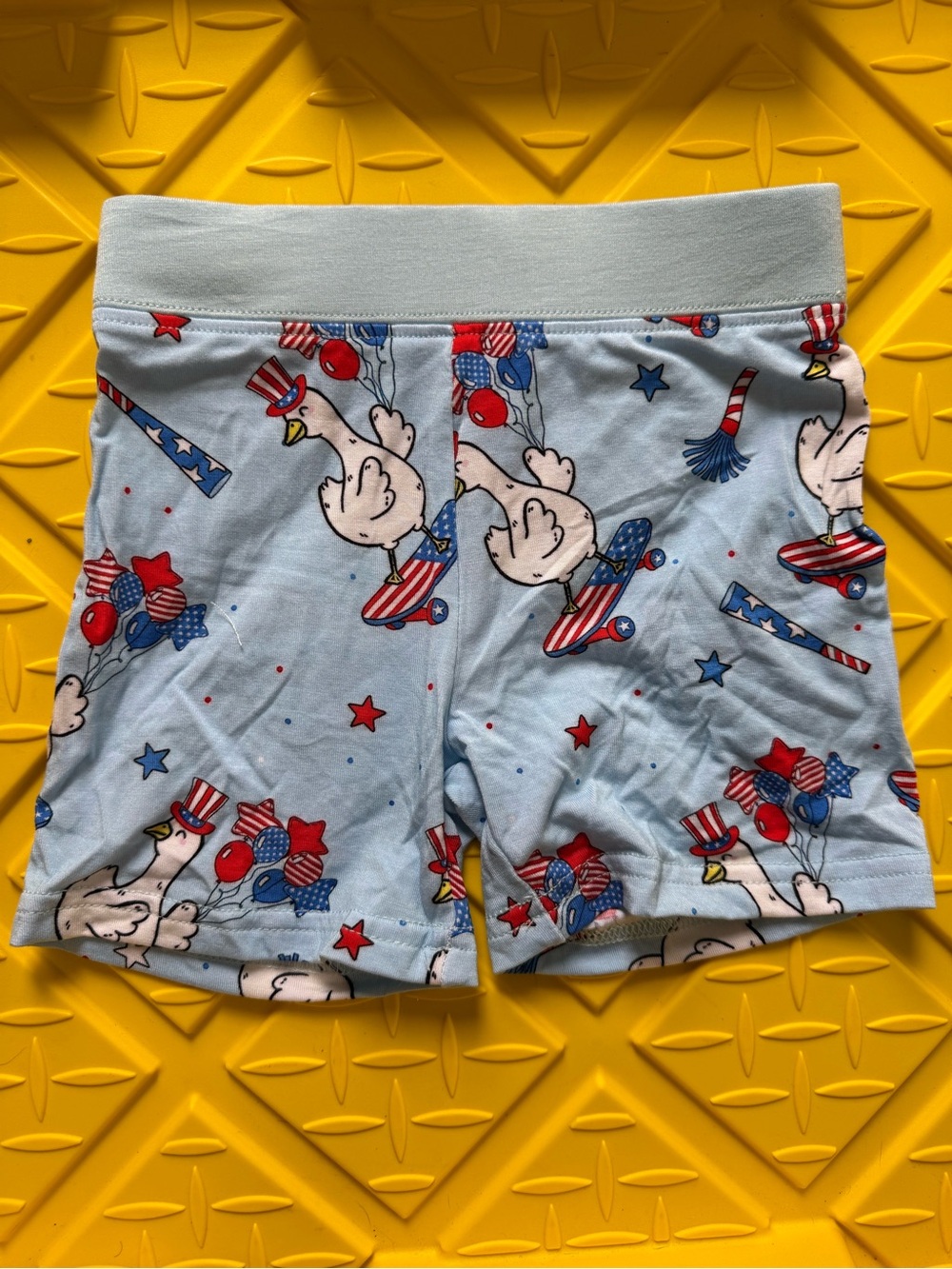 Boys Light Blue Patriotic Duck Bamboo Shorts